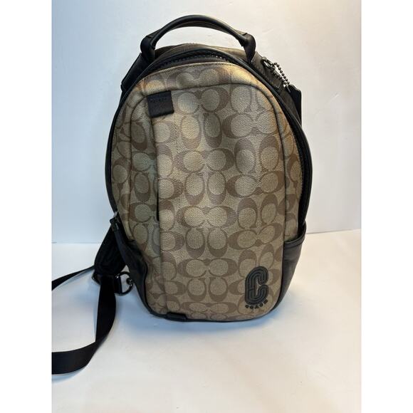 GENUINE COACH Edge Pack In Signature Canvas C Tan Leather Unisex Crossbody - Picture 1 of 8